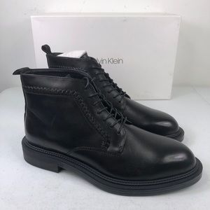 Calvin Klein Black Colebee Leather Ankle Boots
